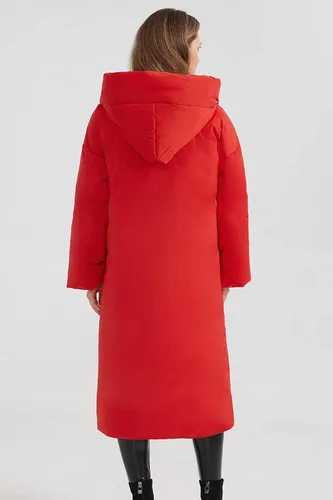 Vista 2 de Orolay Abrigo largo acolchado para mujer, chaqueta de invierno de gran tamaño con capucha
