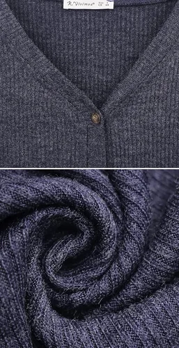 Vista 7 de RVivimos Vestido de suéter para mujer manga larga cuello en V casual con botones para otoño e invierno