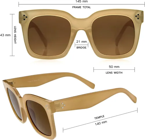 Vista 4 de zeroUV - Gafas de sol cuadradas retro de moda de gran tamaño para mujer estilo vintage 1969pulgadas