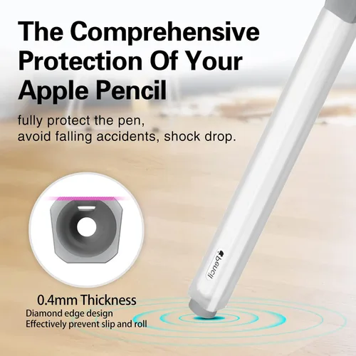 Vista 4 de Estuche para lápices compatible con Apple Pencil de 2ª generación, silicona translúcida duotone, [con 10 cubiertas de punta de silicona], soporta