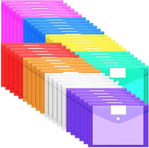 Vista 12 de EOOUT 7 sobres de plástico, carpetas de archivos de plástico para documentos, carpetas de archivos con cierre de con bolsillo para etiquetas