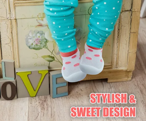 Vista 5 de Baby Shoes Boys Girls First Walking Shoes Non Slip Soft Sole Sneakers Toddler Infant Babygirl Sock Shoes
