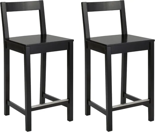 Vista 8 de Amazon Basics Taburete de bar de madera con respaldo 24", negro, 1 unidad