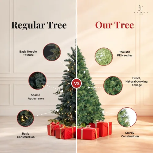 Vista 6 de Naomi Home Dakota - Árbol de Navidad negro preiluminado de 9 pies