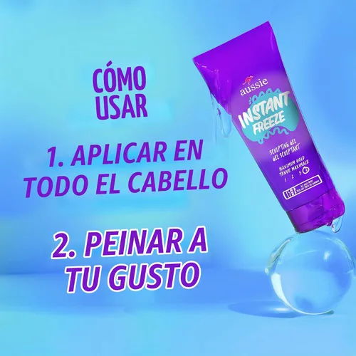 Vista 5 de Gel para el cabello de Aussie «Instant Freeze», con aceite de jojoba, algas marinas y aloe australiano, 7 onzas líquidas (paquete triple)