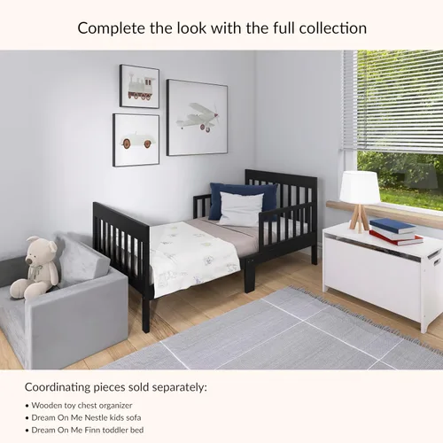 Vista 7 de Dream On Me Finn - Cama para niños pequeños, color negro, con certificado Greenguard Gold y JPMA, acabados no tóxicos, hecha de madera de pino