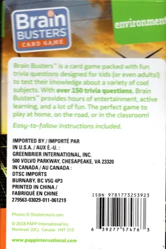 Vista 2 de Brain Busters Juego de cartas - Medio ambiente - con más de 150 preguntas de trivia - Tarjetas didácticas