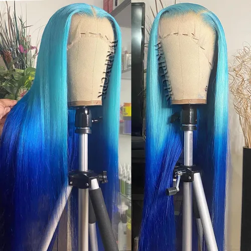 Vista 9 de Peluca con encaje frontal rubia ceniza, de 22 pulgadas de largo cabello sintético lacio, línea capilar prerasgueada, fácil de instalar, ligera