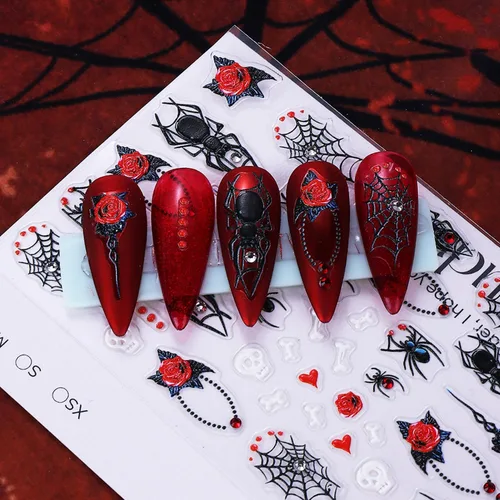 Vista 68 de 8 hojas de calcomanías de arte de uñas de conejo de Pascua, 3D, autoadhesivas, accesorios de arte de uñas, caricaturas, conejos, animales Colorido -1