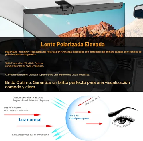 Vista 8 de Extensor de visera solar Veharvim para automóviles, extensor de visera de coche polarizado bloqueador solar UV400, extensión de visera ajustable
