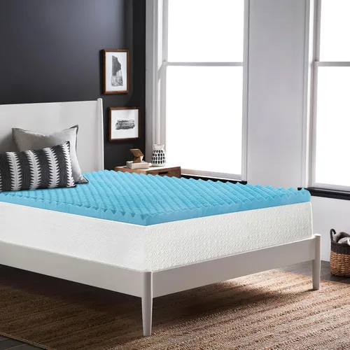 Vista 8 de 1-Inch Premium Convoluted Gel Memory Foam Toppers for Enhanced Comfort and Support, Twin, Blue