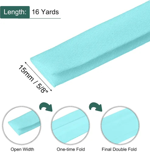 Vista 180 de MECCANIXITY Cinta al bies de doble pliegue de 1/2 pulgada de poliéster continuo a granel para costura, costura, dobladillo, encuadernación y Beige