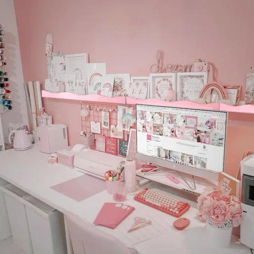 Vista 2 de Paquete de 6 estantes de esmalte de uñas, estantes acrílicos Rosa