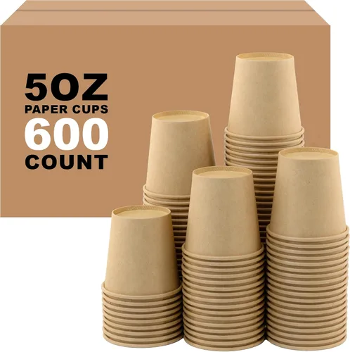 Vista 38 de Paquete de 100 tazas de café desechables de 8 onzas, tazas de papel desechables de color marrón a granel, tazas de café para té caliente, chocolate
