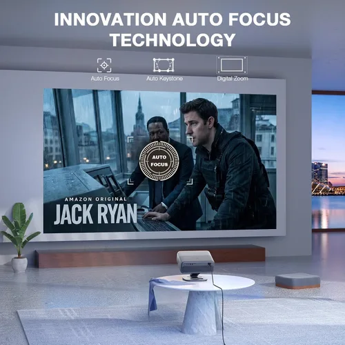 Vista 3 de Proyector 4K Dolby Audio 5000ANSI y 3D con WiFi y Bluetooth, enfoque Actualización de plata