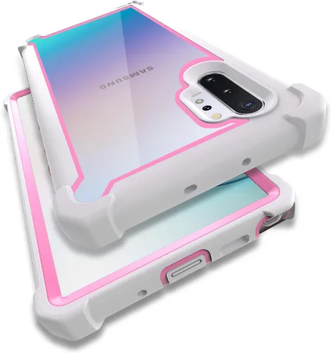 Vista 8 de Funda para Samsung Galaxy Note 10 Plus con protector de pantalla, carcasa protectora híbrida de doble capa a prueba de golpes de acrílico para Negro