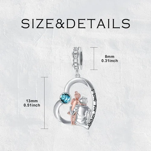 Vista 14 de PROESS Dije para padre, madre e hija, pulsera de plata de ley para pulseras, regalos de cumpleaños, día de San Valentín, para hija, madre, amante