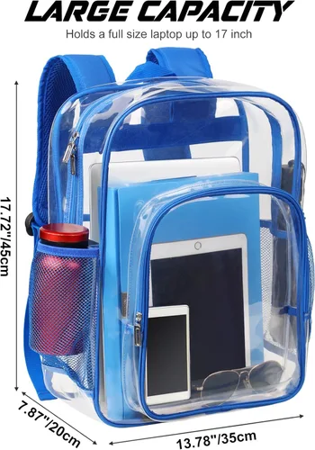 Vista 26 de Mochila transparente de PVC grande resistente Mochila transparente, Gris, Transparente