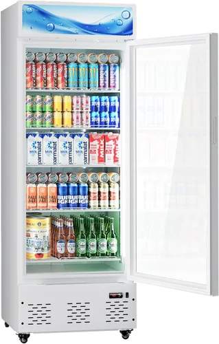 Vista 8 de 11 Cu.ft White Commercial Display Refrigerator Cooler,Glass Door Beverage Refrigerators with LED Light and 5 Shelves