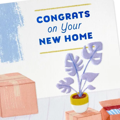 Vista 5 de Hallmark - Nueva tarjeta de felicitación para nuevo hogar (cajas, pintura y plantas) Tarjeta de fiesta de inauguración para amigos, hermanos