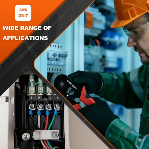 Vista 5 de AWG 23-7 Kit de herramientas de crimpado de virola con 1800 conectores, alicates de trinquete autoajustables para terminales de extremo y anillo