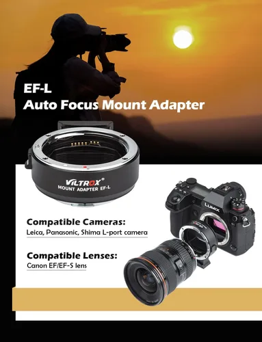 Vista 2 de VILTROX Adaptador de lente EF-L, adaptador de enfoque automático EF a L, anillo de control de convertidor de lente compatible con Canon EF/EF-S