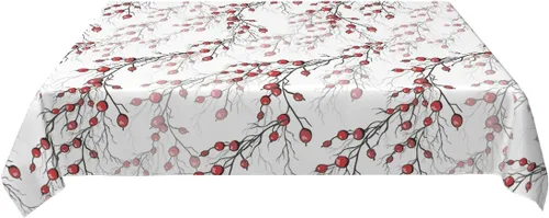 Vista 3 de Mantel rectangular decorativo con bayas rojas de acebo sin hojas, para comedor, barbacoa, picnic, mesa auxiliar, 52 x 70 pulgadas