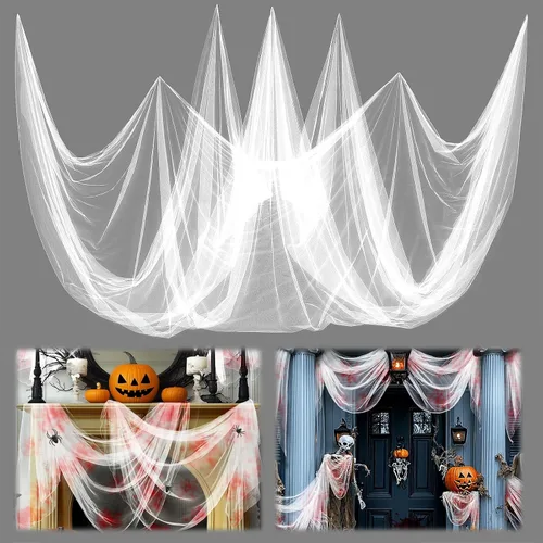 Vista 16 de 2Pcs 13x10ft Ultra-fine Mesh Mosquito Net, for Halloween Black Gauze Cloth Negro