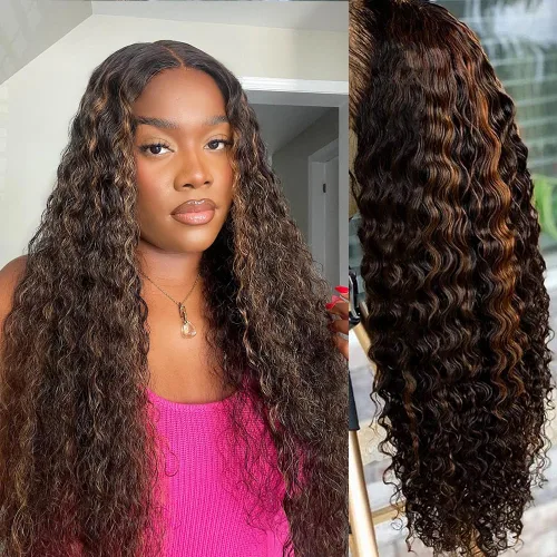 Vista 10 de Peluca de cabello humano con encaje frontal degradado 1B/30, negro y marrón 13x6, pelucas de encaje frontal HD predepiladas con abuelitos, ondulado