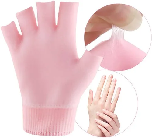 Vista 2 de Juego de guantes y calcetines hidratantes, forro de gel de terapia fría, guantes hidratantes sin dedos y calcetines para el talón, guantes