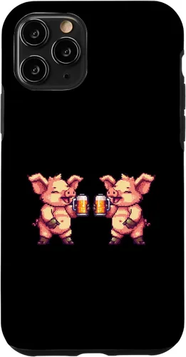 Vista 10 de iPhone 15 Pig Beer Party Team Comic Gamer Crew Case