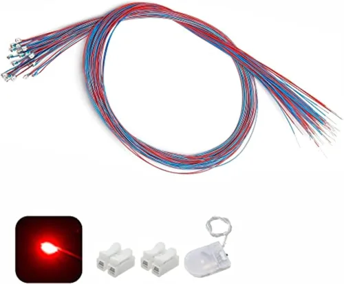 Vista 26 de 50 piezas de LED micro precableados con soldadura previa, LEDs SMD 0805 con accesorios de montaje para construcción de modelos para principiantes