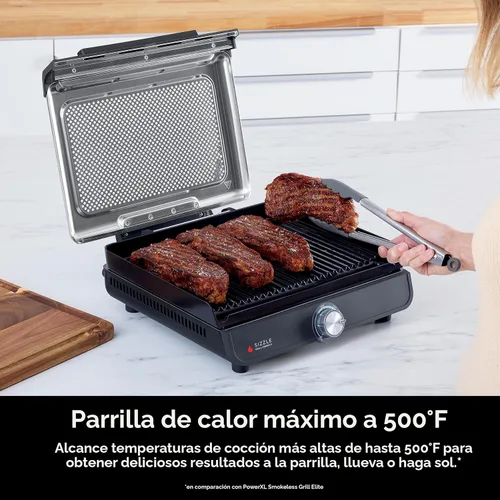 Vista 3 de Ninja Plancha y parrilla de interior, 14 pulgadas, parrilla eléctrica, para bistec, hamburguesas, salmón, verduras y más, plancha para panqueques