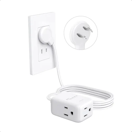 Vista 12 de NUTICT Cable de extensión corto de 6 pulgadas, extensor de 3 salidas con protector de sobretensiones 900J, 15A/1875W, certificado ETL, divisor