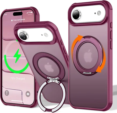 Vista 111 de UMIONE - Funda con diseño de anillo magnético giratorio de 360° para iPhone 11, soporte de bucle invisible integrado, compatible con Magsafe, funda