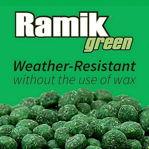 Vista 3 de Neogen Ramik Green con Sabor a Pescado - Pepitas de Rodenticida Resistentes a la Intemperie, bolsa de 4 libras (00615)