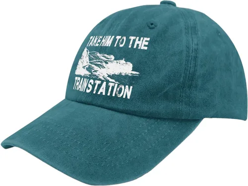 Vista 2 de devor Baseball Caps Take Him to The Train Station Baseball Caps for Men Graphic Denim Caps Adjustable