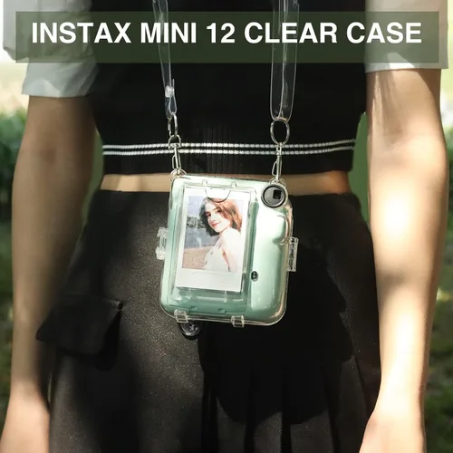 Vista 8 de Caiyoule Funda transparente Mini 12 - Funda protectora para cámara compatible con Fujifilm Instax Mini 12, funda rígida de PC para cámara