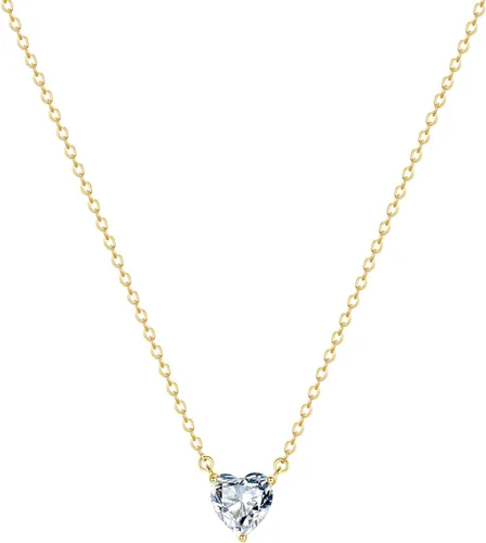Vista 7 de Zeffy - Lindo collar de corazón chapado en plata/oro de 18 quilates, collar de cadena con dije de corazón pequeño para mujer, joyas delicadas