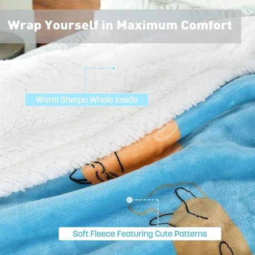 Vista 4 de Catalonia Poncho con capucha, Manta para vestir con bolsillos para las manos, Capa Cómoda de forro polar Sherpa para niños y adultos, Regalo