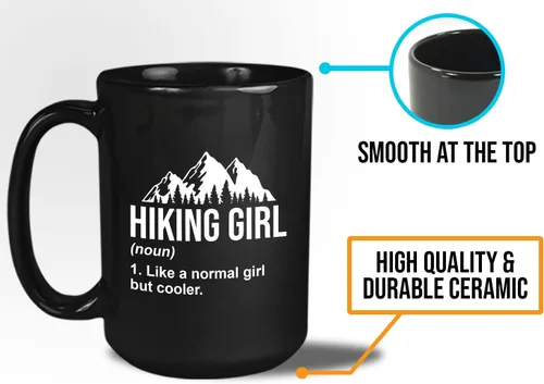Vista 5 de Flairy Land Taza de café de senderismo de 15 onzas color negro – Senderismo Chica – Senderismo Backpacker Backpacker Mountain Boardwalks Mochilero