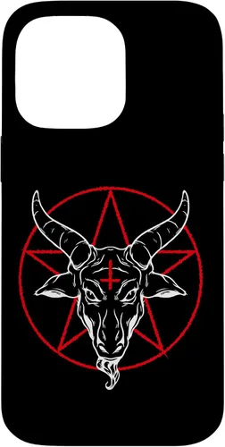 Vista 21 de iPhone 12/12 Pro Baphomet cabra - Estuche Satánico Pentagrama
