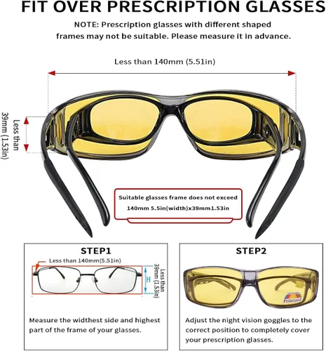 Vista 4 de Gafas de conducción de visión nocturna para conducir polarizadas HD se adapta a gafas graduadas gafas rectangulares