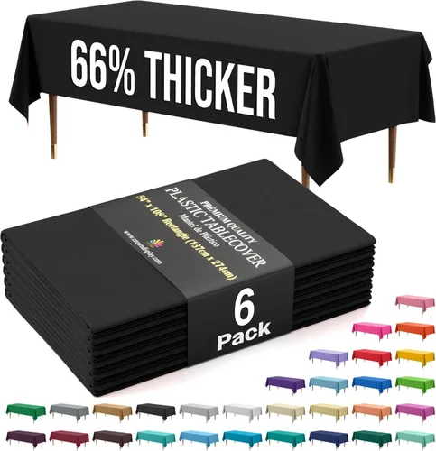 Vista 92 de Exquisite 66% Thicker Premium Plastic Table Cloth Rectangle Table Cover 0.5 Mil 6 Pack Aqua Table Cloth 54 Inch x 108 Inch Disposable Tablecloth