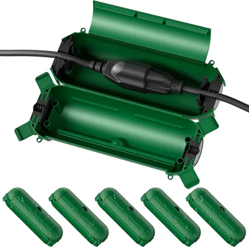 Vista 21 de Flemoon [Paquete de 3] Cubierta de cable de extensión para exteriores, impermeable, resistente a la intemperie, caja de conexión eléctrica