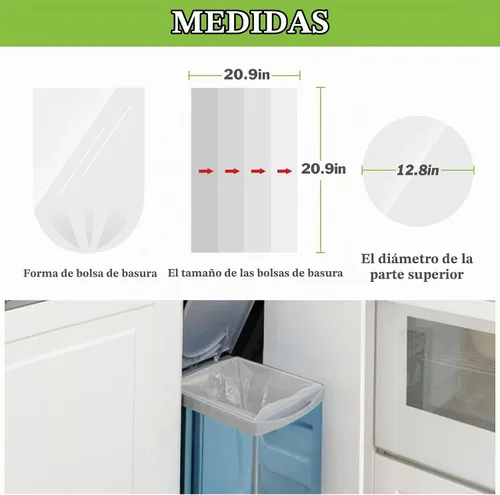 Vista 2 de Teivio, bolsas de basura medianas de 5 galones, 80 unidades, bolsas de basura para baño, bolsas de plástico para el hogar, oficina, cocina