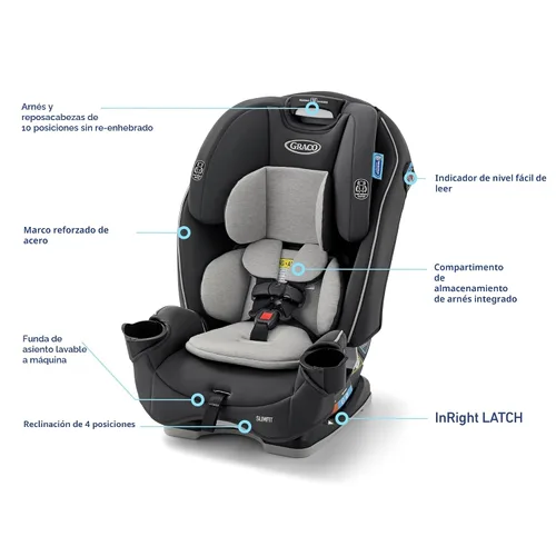 Vista 8 de Asiento de coche convertible 3 en 1 Graco Slimfit Diseño delgado y cómodo que ahorra espacio en su asiento trasero, Darcie