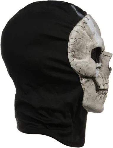 Vista 4 de RRANYF Máscara espeluznante de calavera fantasma de Halloween para hombres adultos casco de látex realista juego de esqueleto aterrador