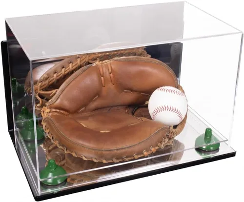 Vista 52 de Better Display Cases Vitrina de guantes de béisbol de acrílico transparente con elevadores negros (A011/V16)