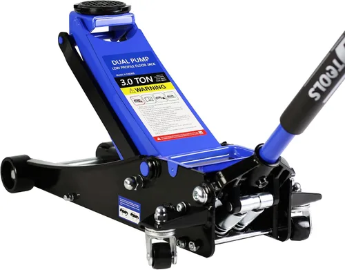 Vista 5 de PULLAFUN Gato de piso de perfil bajo de 3 toneladas, capacidad de 6600 libras con pistón doble, bomba de elevación rápida de acero estable